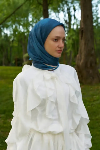 Rustic Batik Desen Eşarp - Mavi