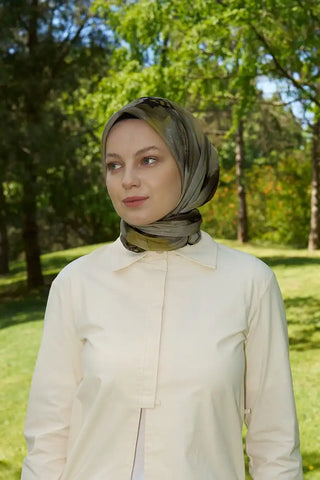 Rustic Rosie Desen Eşarp - Haki