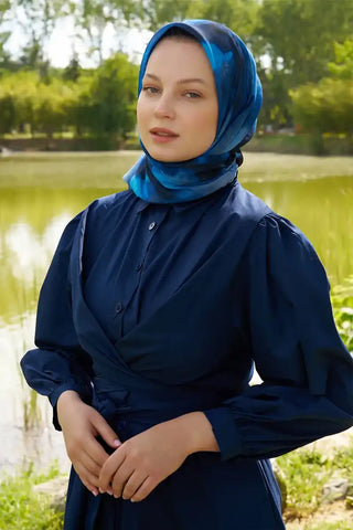 Rustic Rosie Desen Eşarp - Lacivert