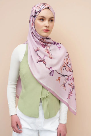 Sage Desen İtalyan İpeği Şal - Pembe