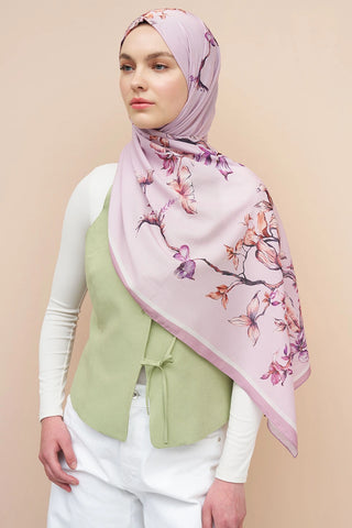 Sage Desen İtalyan İpeği Şal - Pembe