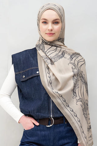 Sarmal Desen Tensel Şal - Bej