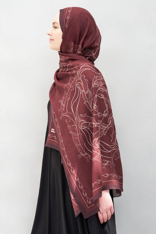 Sarmal Desen Tensel Şal - Bordo
