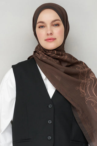 Sarmal Desen Tensel Şal - Kahverengi
