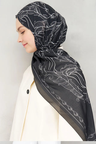 Sarmal Desen Tensel Şal - Siyah