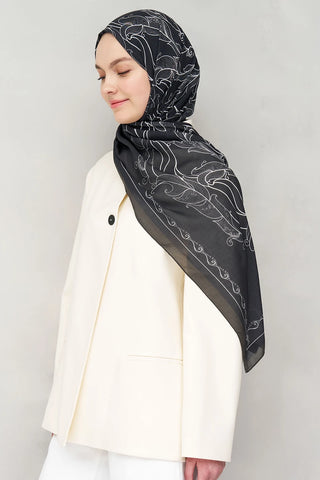 Sarmal Desen Tensel Şal - Siyah