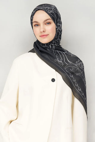 Sarmal Desen Tensel Şal - Siyah
