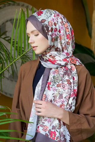 Seremoni Koleksiyonu Flora Desen Şal - Kahverengi