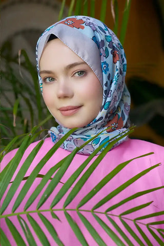 Seremoni Koleksiyonu Flora Desen Şal - Soft Mavi