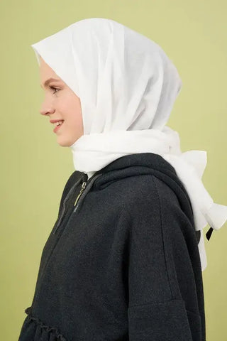 Taşlanmış Pamuk Şal - Beyaz