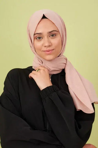 Kübra Koç Taşlanmış Pamuk Şal - Pudra