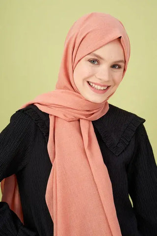 Sümeyye Tural Taşlanmış Pamuk Şal - Yavruağzı