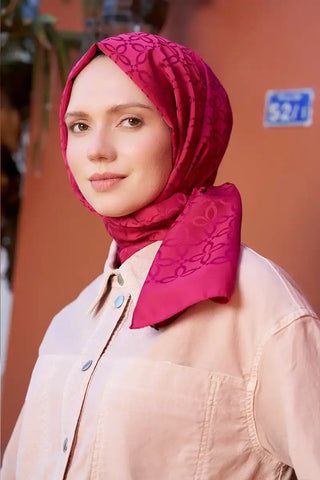 Timeless Koleksiyonu Yonca Desen - Frambuaz