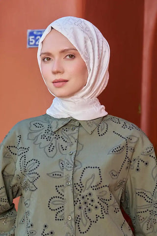 Timeless Koleksiyonu Yonca Desen - Kırık Beyaz