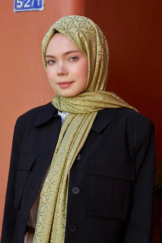 Timeless Koleksiyonu Yonca Desen - Yağ Yeşili