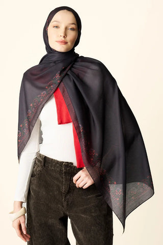 Verona Desenli Pamuk Dokulu Şal - Kahverengi