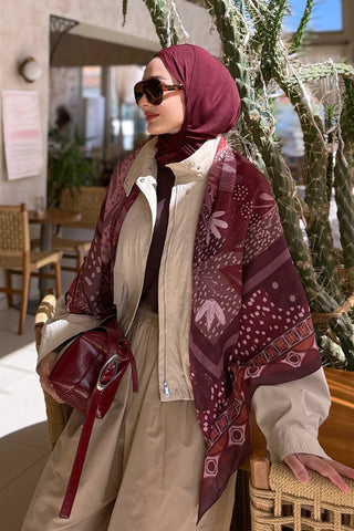 Willow Desen Omuz Şalı - Bordo