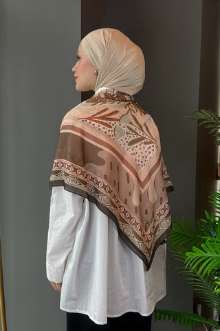 Willow Desen Omuz Şalı - Kahverengi