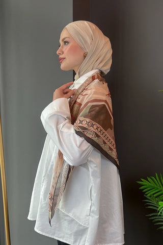 Willow Desen Omuz Şalı - Kahverengi
