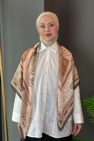 Willow Desen Omuz Şalı - Kahverengi