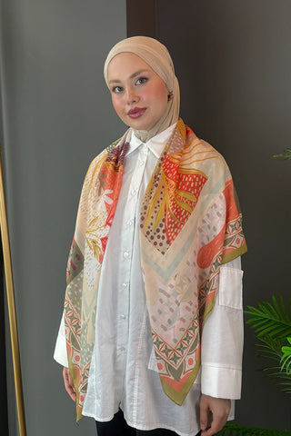Willow Desen Omuz Şalı - Yağ Yeşili