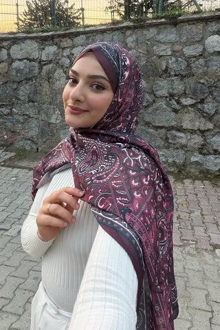 Yekta Desenli Pamuk Dokulu Şal - Bordo