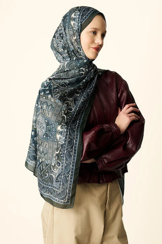 Yekta Desenli Pamuk Dokulu Şal - Haki