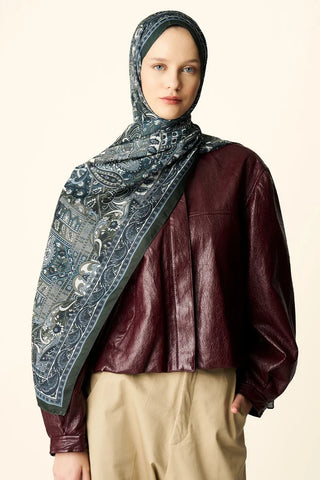 Yekta Desenli Pamuk Dokulu Şal - Haki