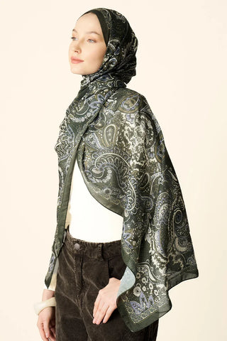 Zaria Desenli Pamuk Dokulu Şal - Yeşil