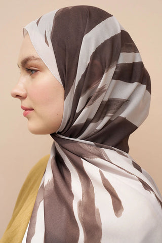 Zebra Desen İtalyan İpeği Şal - Bej
