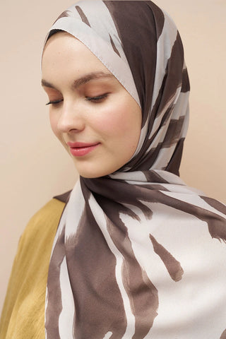 Zebra Desen İtalyan İpeği Şal - Bej