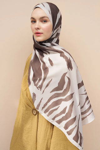 Zebra Desen İtalyan İpeği Şal - Bej