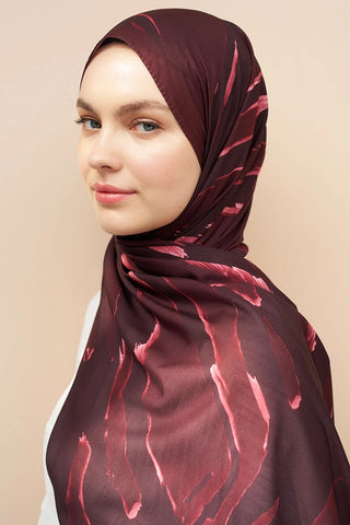 Zebra Desen İtalyan İpeği Şal - Bordo