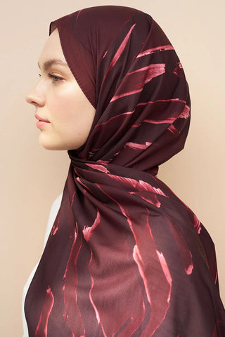 Zebra Desen İtalyan İpeği Şal - Bordo