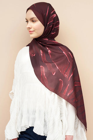Zebra Desen İtalyan İpeği Şal - Bordo