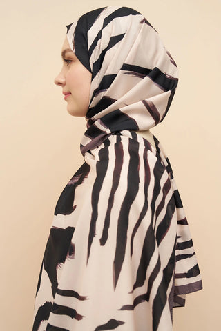 Zebra Desen İtalyan İpeği Şal - Mocha