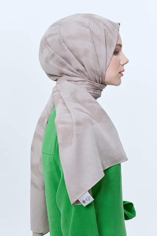 Organic Jacquard Hijab Brush Pattern - Mink - 2